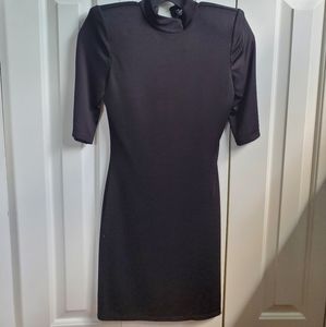 Alice + Olivia inka strong shoulder mock-neck dress